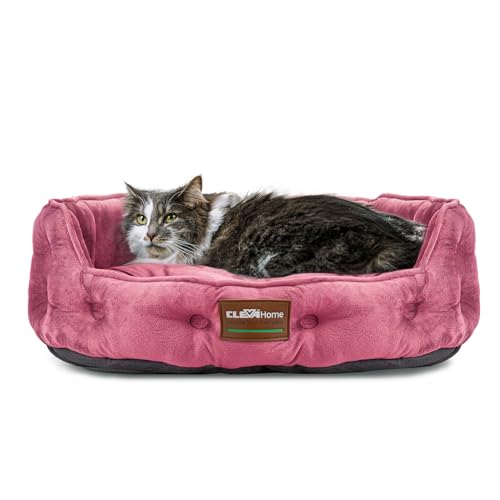 Home Cat Dog Bed for Small Pets up to 15lbs (Plum Pink / 20"L x 19"W x 6"Th)
