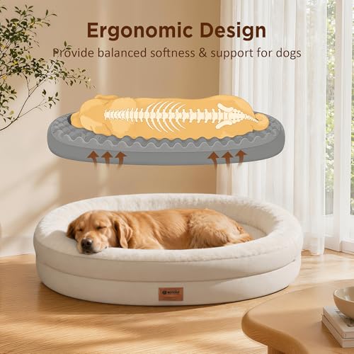 Waterproof Orthopedic Dog Bed for Large Dogs (Light Beige / 44"L x 32"W x 7.5"Th)