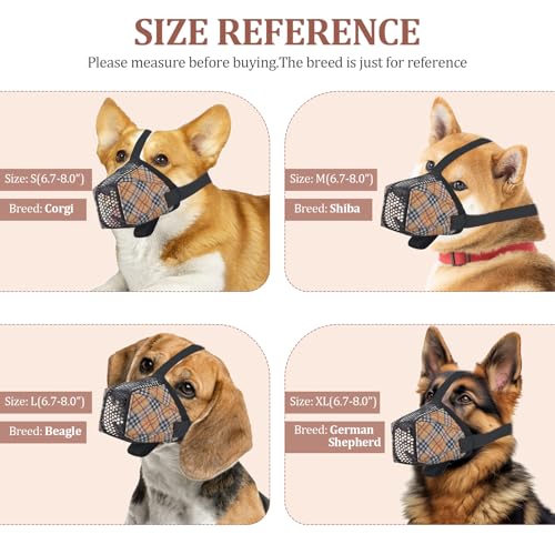 Dog Muzzle for Small Large Dogs (Yellow / L(Circumference:9.4''-10.7''in))
