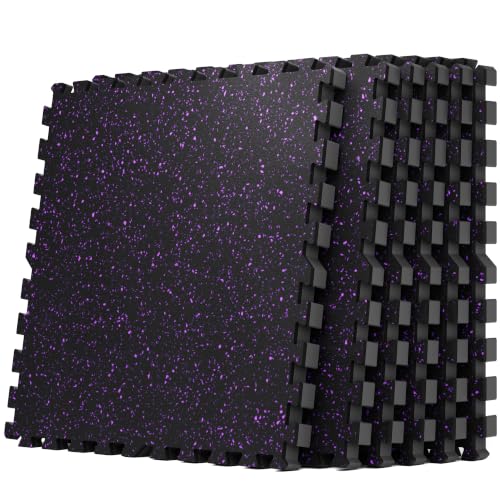 0.79" Thick Gym Flooring for Home Gym (Black/Purple / 24 Sq Ft (6 Tiles))