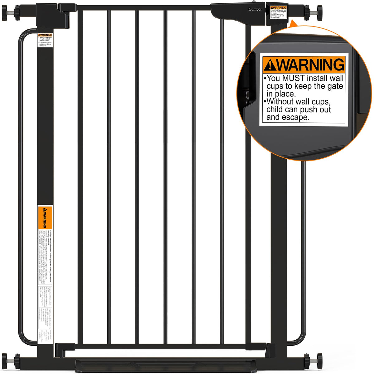 36" Extra Tall Baby Gate (Black / 30.4"-56.8" W x 36" H)