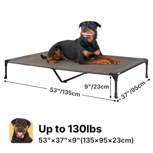 Outdoor Elevated Dog Bed Large Sized Dogs (53.0"L x 37.0"W x 9.0"Th / Brown)