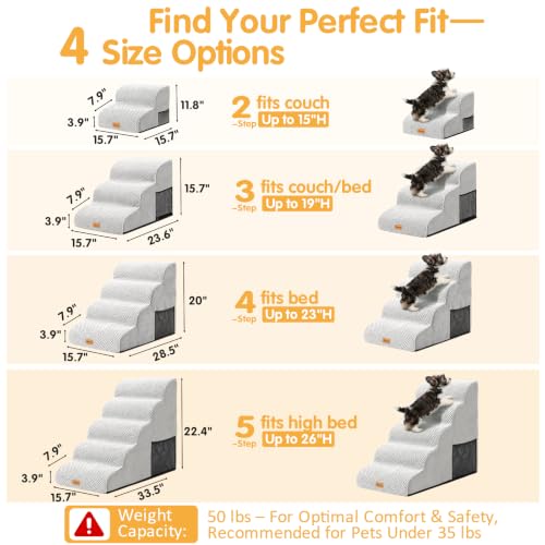 3 Tiers Foam Dog Ramps (Light Grey / 23.6*15.7*15.7)