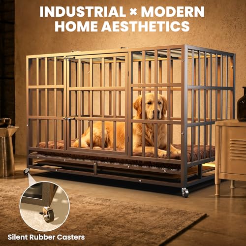 42 Inch Heavy Duty Dog Crate (Black / Medium)
