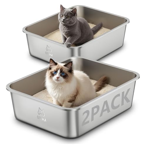 2 Packs Stainless Steel Cat Litter Box