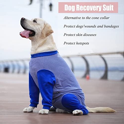 Dog Onesie Surgery Recovery Suit for Large Medium Bodysuit Dogs Pajamas PJS Full Body for Shedding (2XL / Blue)