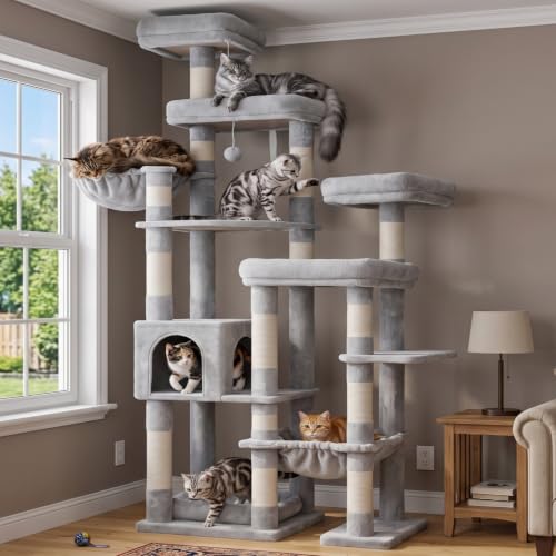 Cat Tree Tower (Light Gray / 72.8 Inches)