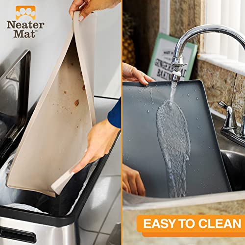 Neater Mat Pet Mats for Food and Water (19"L x 12"W / Midnight Black)