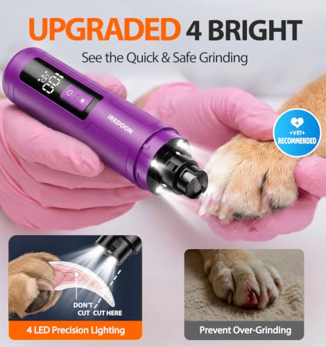Dog Nail Grinder with 4 LED Lights (Purple)