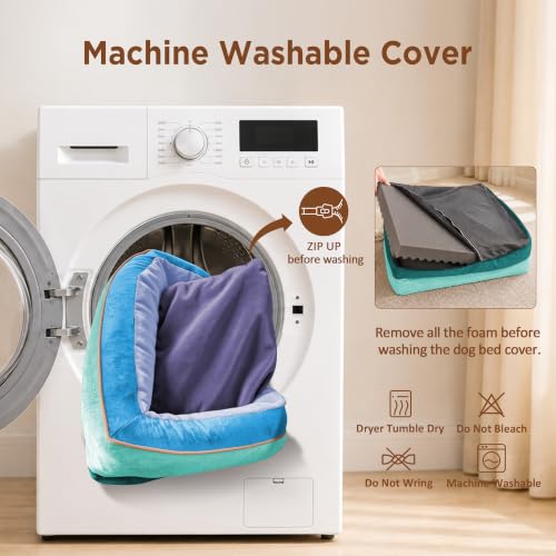 Orthopedic Dog Bed for Extra Large Dogs with Bolster (42.0"L x 30.0"W x 8.5"Th / Violet Tide)