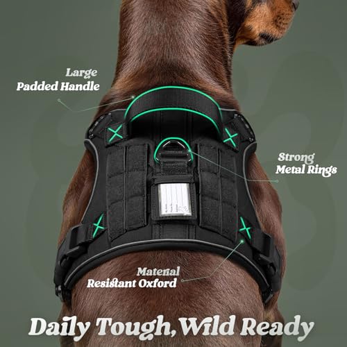 Tactical Dog Harness for Small Dogs (S(Chest:16.1"-31.5",Neck:15.4"-21.6",Back:7.1") / Black)