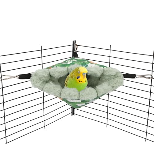 Bird Nest House Winter Warm Hanging Hammock Bird Bed Snuggle Hut for Parakeets Budgies Caique Conures Cockatiels (Small / Green)