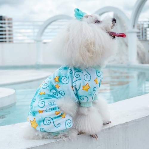 Small Dogs Outfit Soft Puppy Onesies Pjs Dog Pajamas Pet Coat Cat Apparel Comfy Doggie Jumpsuit Bodysuit for All Seasons (Star / Large)