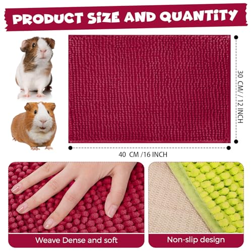 8 Pcs 16x12'' Guinea Pig Cage Liner Washable Rabbit Fleece Mat (Champagne, Lake Blue, Dark Purple, Grass Green / 16x12'')