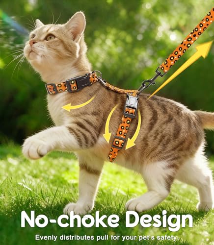 Cat Harness and Leash Set (Vibrant Leopard Orange / Medium (8-18 lb))