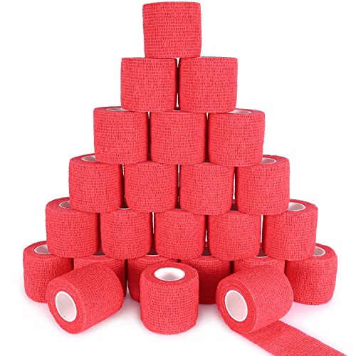 24 Pack Self Adhesive Bandage Wrap (Red / 2 Inch)