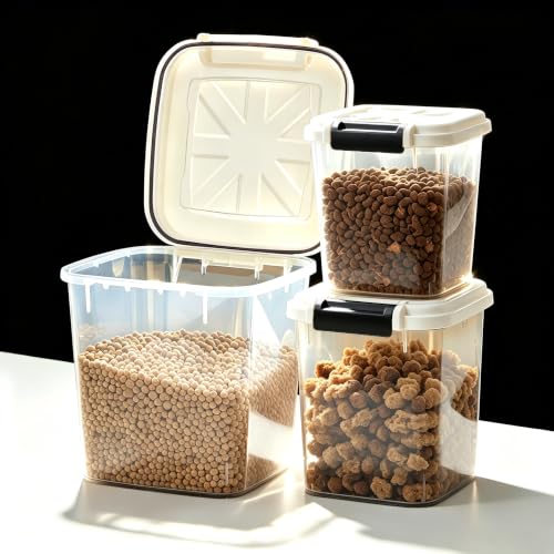 20 lb Stackable Pet Food Storage Containers (20LBS-3Pack-White-2)