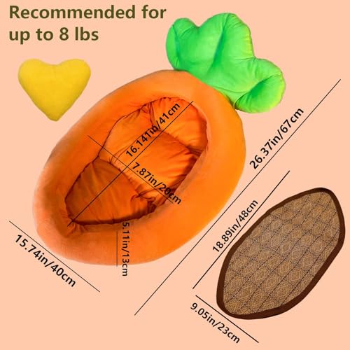 25.6x13.8In Rabbit Bed (L-Orange Carrot Shape,3PCS)
