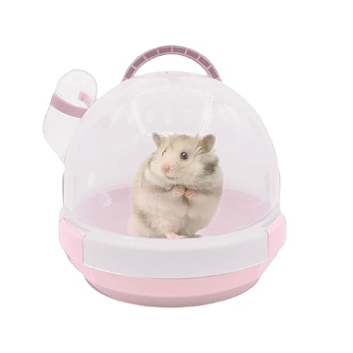 Hamster Carrier Cage Portable Cages Small Animals Carry Travel Case with Water Bottle Plastic Breathable Guinea Pig Outgoing Cage for Dwarf Hamster Ferret Chinchillas Hedgehog (【Pink】)