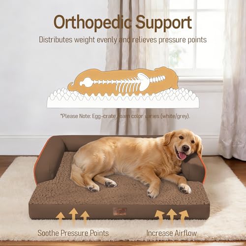 Orthopedic XL Dog Bed for Large and Extra Large Dogs (Dark Brown / 42"L x 30"W x 7.5"Th)