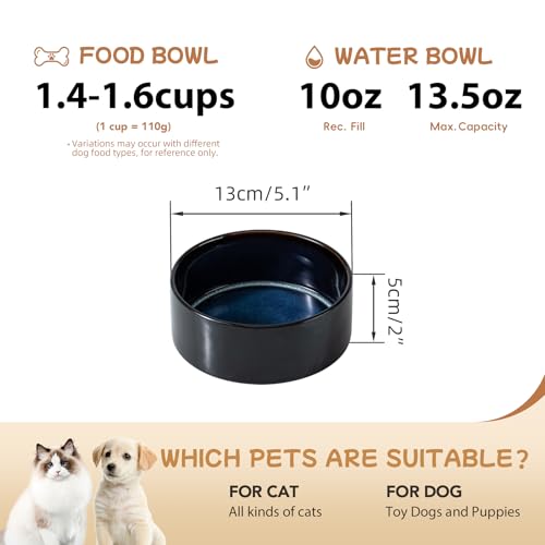 Dog Bowls Ceramic (2 Bowls-Starry Sky / 1.6CUPS)