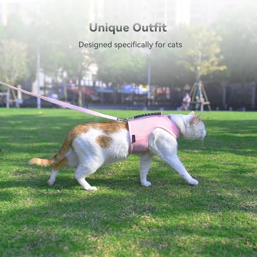 Cat Harness and Leash Set for Walking Escape Proof (Pink / Xxl 19-26 lbs)