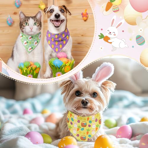 50 Pcs Spring Dog Bandanas Bulk Bunny Egg Carrot Bandanas for Dogs Triangle Kerchief Bibs Scarf Set for Pet Easter Costume Photo Props Accessories Pet Shops (Easter / 19.7 x 13.8 x 13.8'')