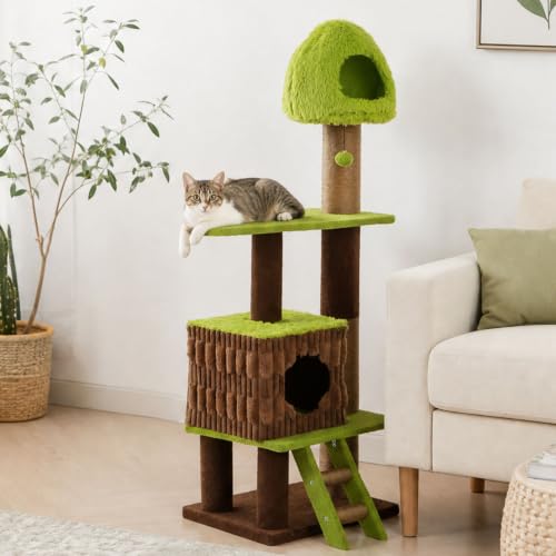 69" Heavy‑Duty Forest Cat Tree for Large Indoor Cats (Green / 69 inches)