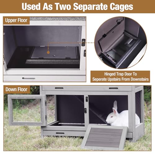 Rabbit Hutch Outdoor Indoor Bunny Cage 2 with Large Pull