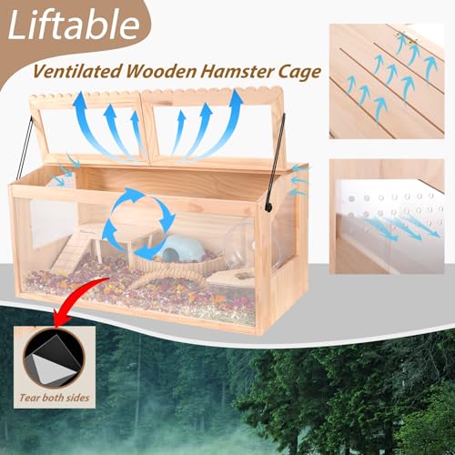 Wooden Hamster Cage (32.0"L x 16.0"W x 15.0"H)