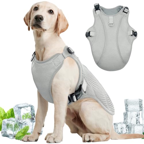 Dog Cooling Vest for Large Dogs with with Sun Protection (Xxl (Chest Girth:31.1'') / Mist Gray)