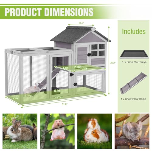 Large Rabbit Hutch Outdoor 2 (Light Grey)