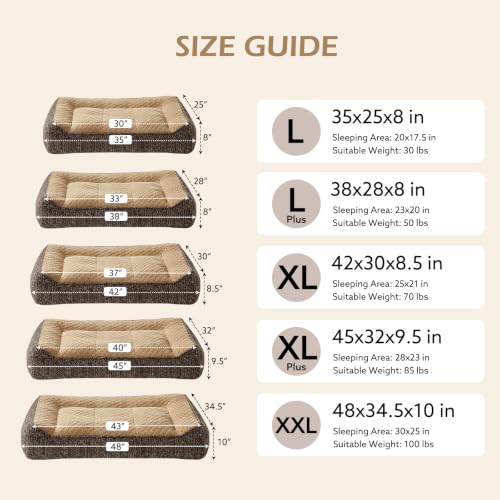 XL Orthopedic Dog Bed for Large Dogs (XL Plus(45"L x 32"W x 9.5"Th) / Brown)