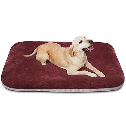Super Soft Large Dog Bed (39.0"L x 33.5"W x 4.0"Th / Burgundy)