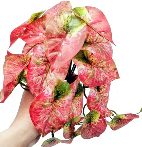 Fake Reptile Plants for Terrarium (Red Arrowhead)