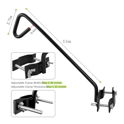 11 Inch Long Fence Deck Hook Rail Hanging Mounting Kit Heavy Duty Bird Feeder Hook Decorative Hanger for Bird Feeders Planters Suet Baskets Lanterns on Balcony Porch Railing Fence (11in Long Fence Hook-1 Pack)