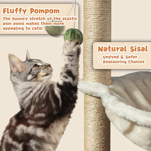 Cat Tree 28'' with Hammock & Interactive Toy for Indoor Cats (White-28 Inches)