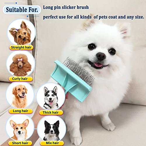 Dog Slicker Bursh for Goldendoodles Toy Poodles Fluff Shedding (green)