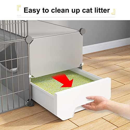 Cat Cage with Litter Box (41.3"L x 17.8"W x 55.1"H)