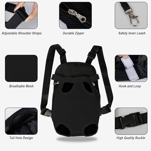 Dog Carrier Backpack Pet Legs Out Front Cat Travel Bag (X-Large / Black)