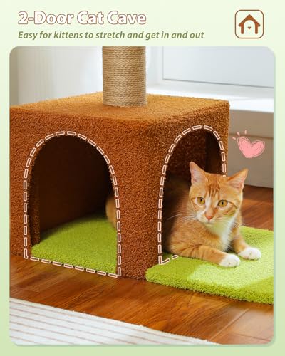 35" Flower Cat Tree for Kittens with Hammock & Sisal Posts (35" Upgraded Flower Cat Tree / Forest Brown)