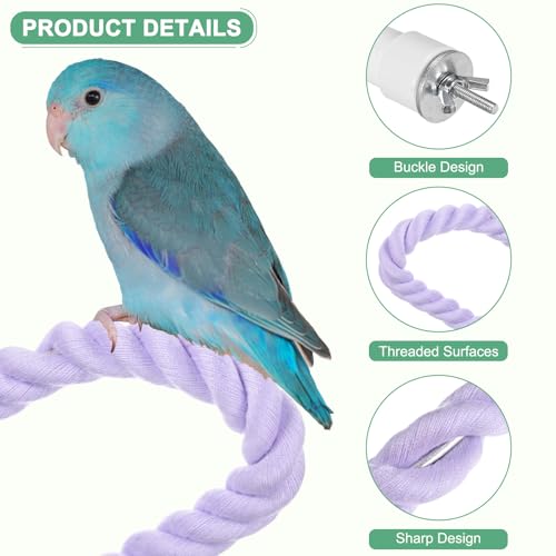 2 Pack Rope Perches for Bird Cages (Purple / 23.6 in)