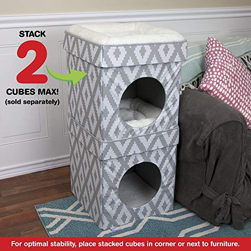 Indoor Cat Cube Furniture (C) Cat Cube (White & Gray))
