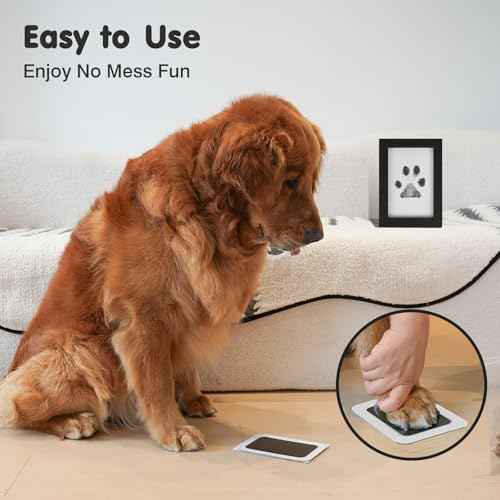 Inkless Paw Print Kit for Dogs (Black Pad,Black Wood Frame / 2-Pack,Medium)