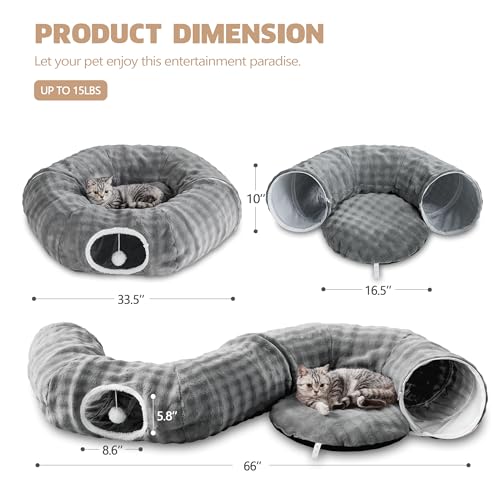 Bubble Round Cat Tunnel for Indoor Cats (Grey / Round)