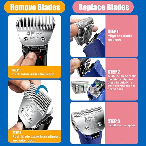 2Pack T 84 Wide Blade Dog Grooming Clipper Blades for Andis (Silver/T84-2pack)