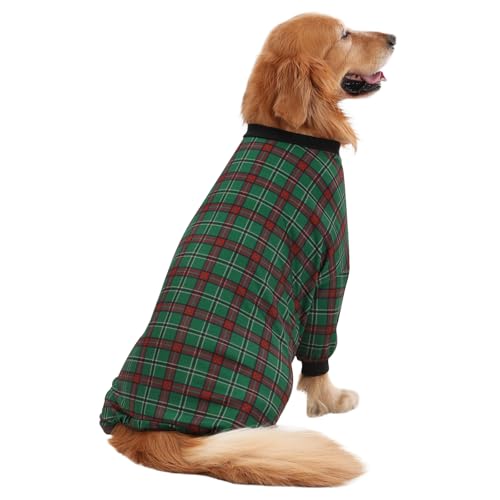 Dog Pajamas One Piece Light Comfy Pjs Pet Costume M (XXX-Large / Holiday Plaid)