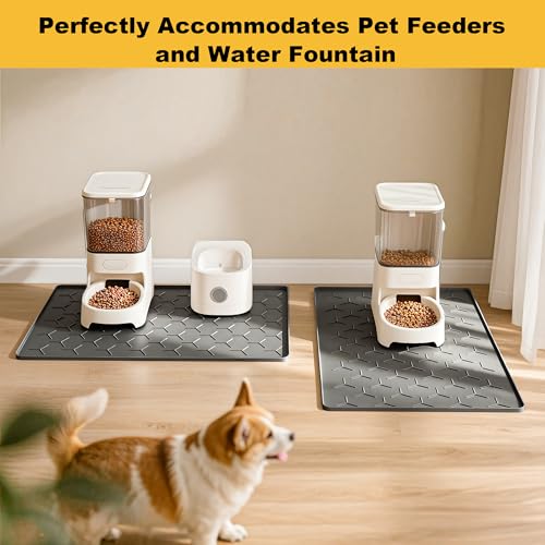 Silicone Dog Cat Food Bowl Mat (M-24''X16'' / Dark Gray)
