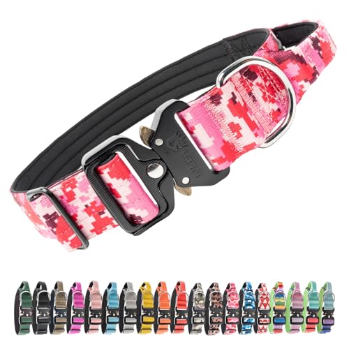 Tactical Dog Collar (Camo Pink - Handle Style / L: Neck 17.5" to 24.5")