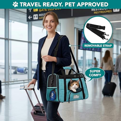 Airline Approved Pet Carrier for Cats Small Dogs (Heather Blue / 17.0"L x 10.2"W x 11.2"H)